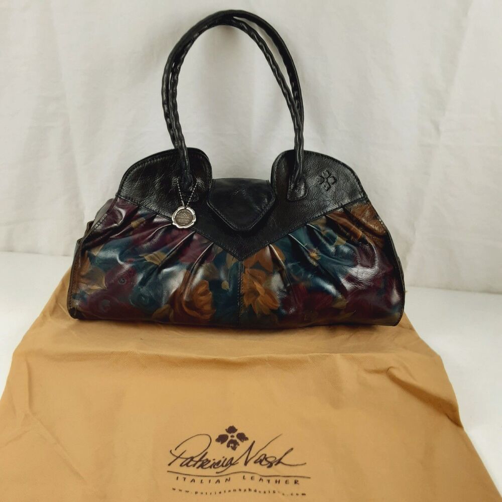 Patricia Nash Lione Large Floral Leather Satchel 10th Anniversary Peruvian Paint